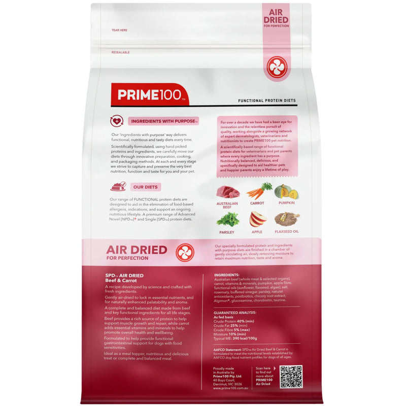 Prime100 SPD Air Dry Dog Food Beef & Carrot