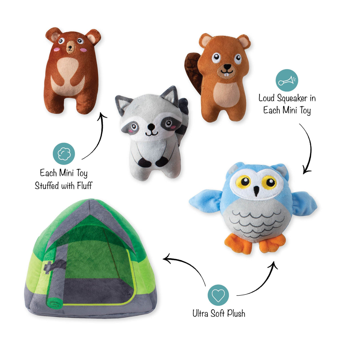 Fringe Studio Plush Burrow Interactive Dog Toy - Happy Campers — alternate view