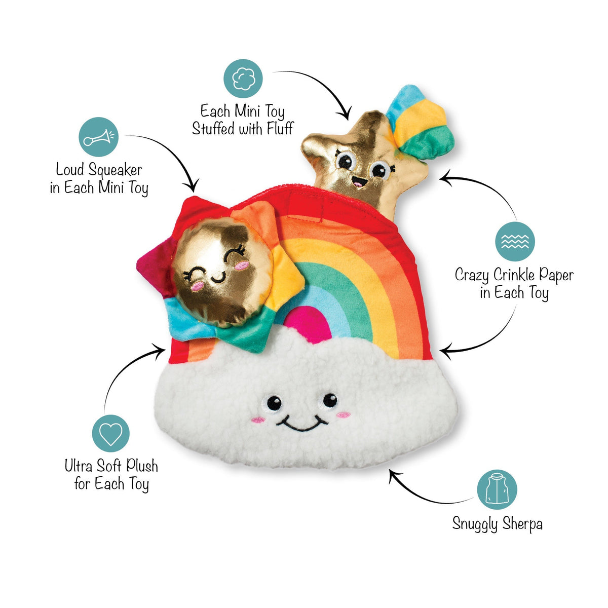 Fringe Studio Hide and Seek Dog Toy - Look on The Bright Side Rainbow — alternate view