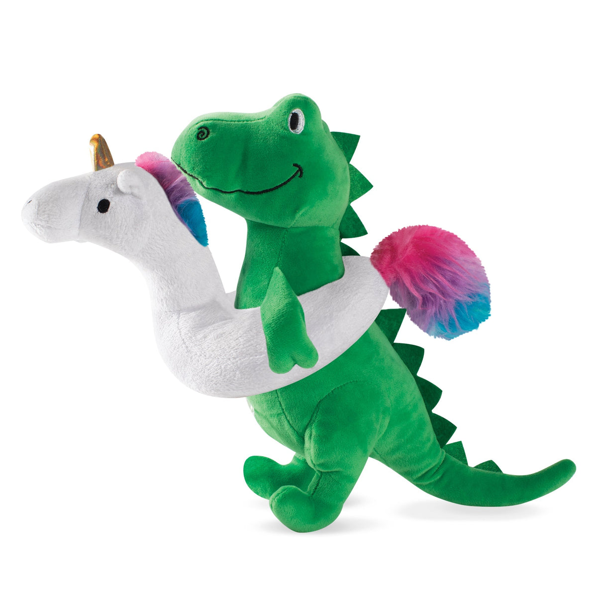 Fringe Studio Plush Squeaker Dog Toy - Summa Time Rex — front view