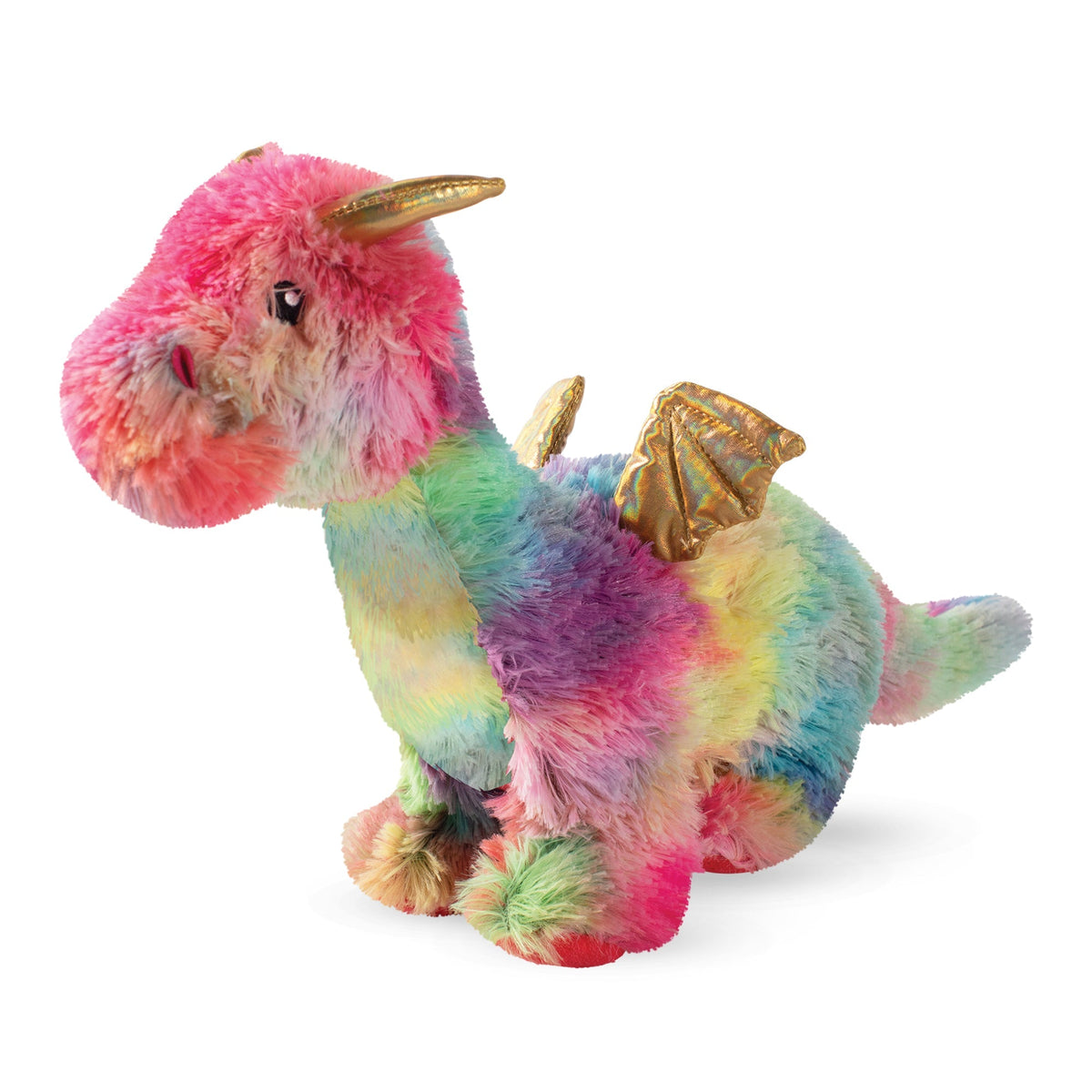 Fringe Studio Plush Squeaker Dog Toy - Ember The Rainbow Dragon — front view