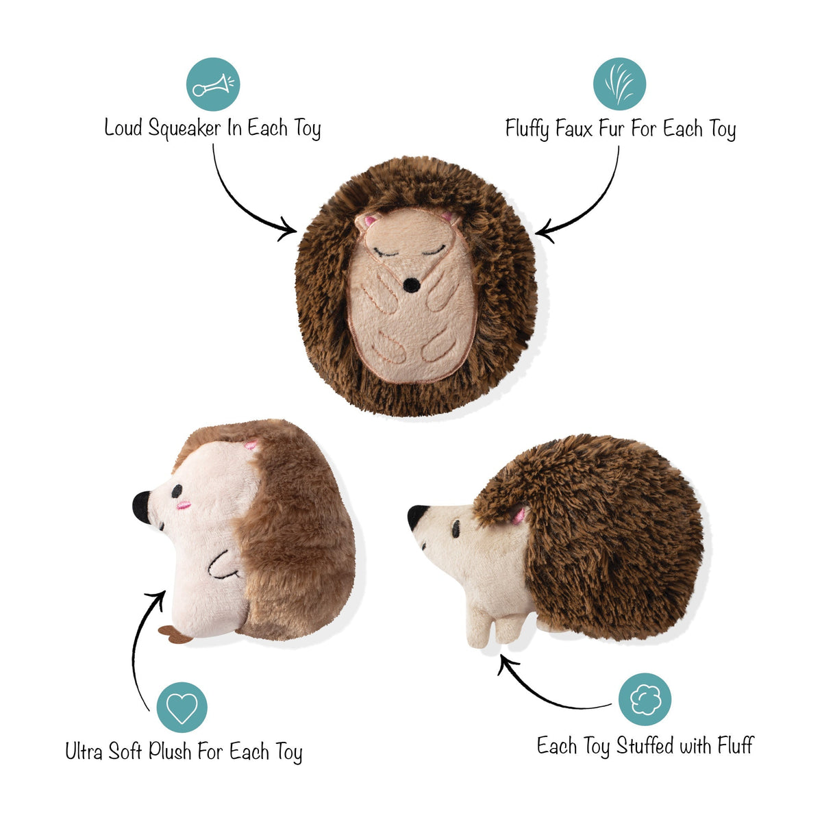 Fringe Studio Plush Dog Toy Set - Hedgehogs — alternate view