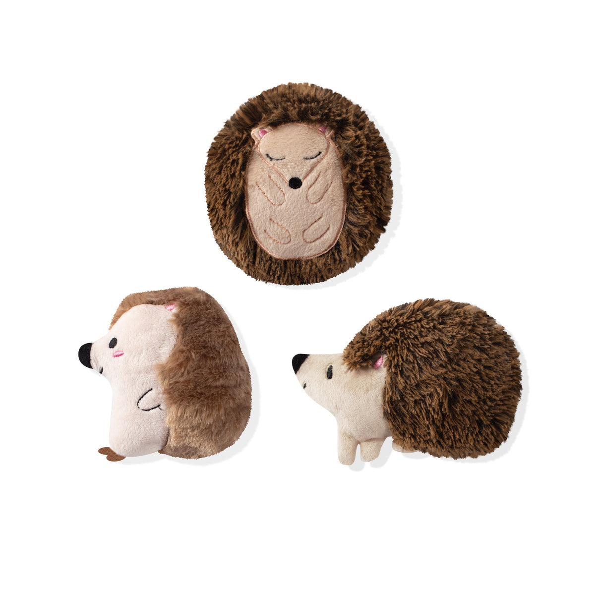 Fringe Studio Plush Dog Toy Set - Hedgehogs — front view