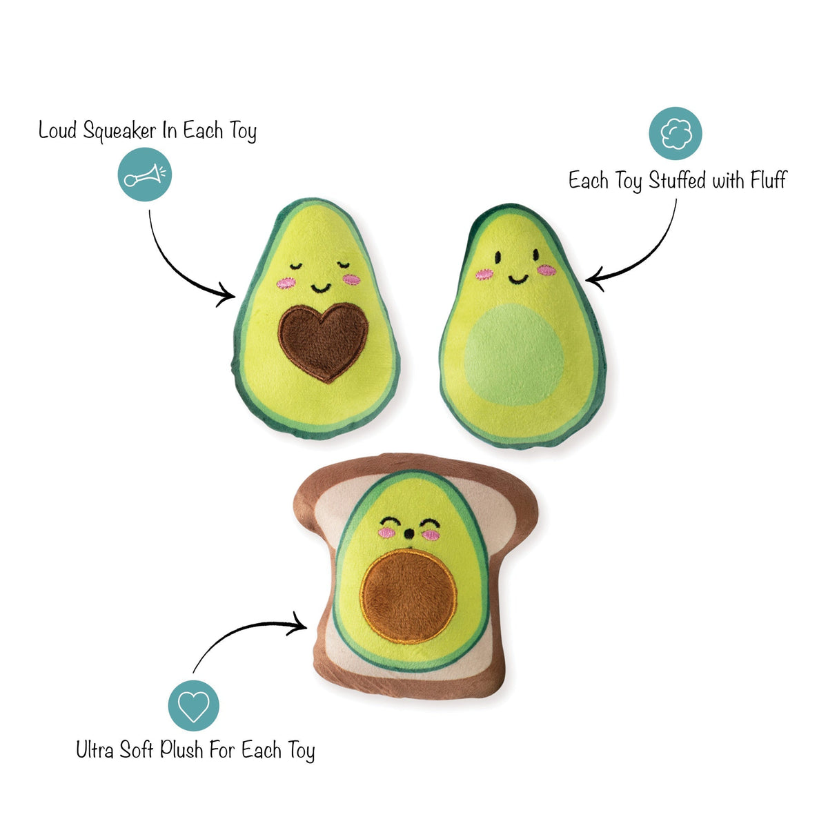Fringe Studio Plush Dog Toy Set - Avocado on Toast — alternate view