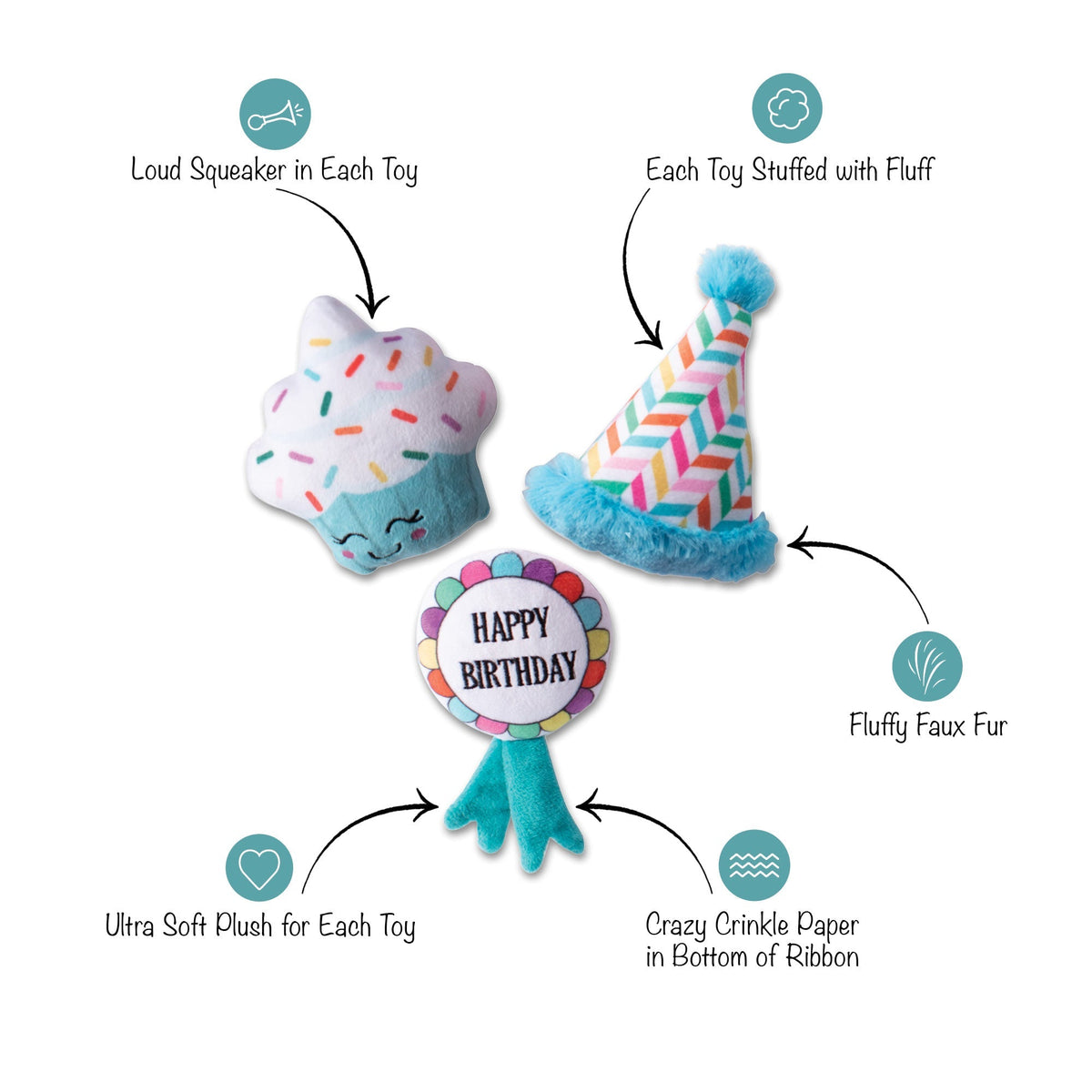 Fringe Studio Plush Dog Toy Set - Happy Bark Day — alternate view