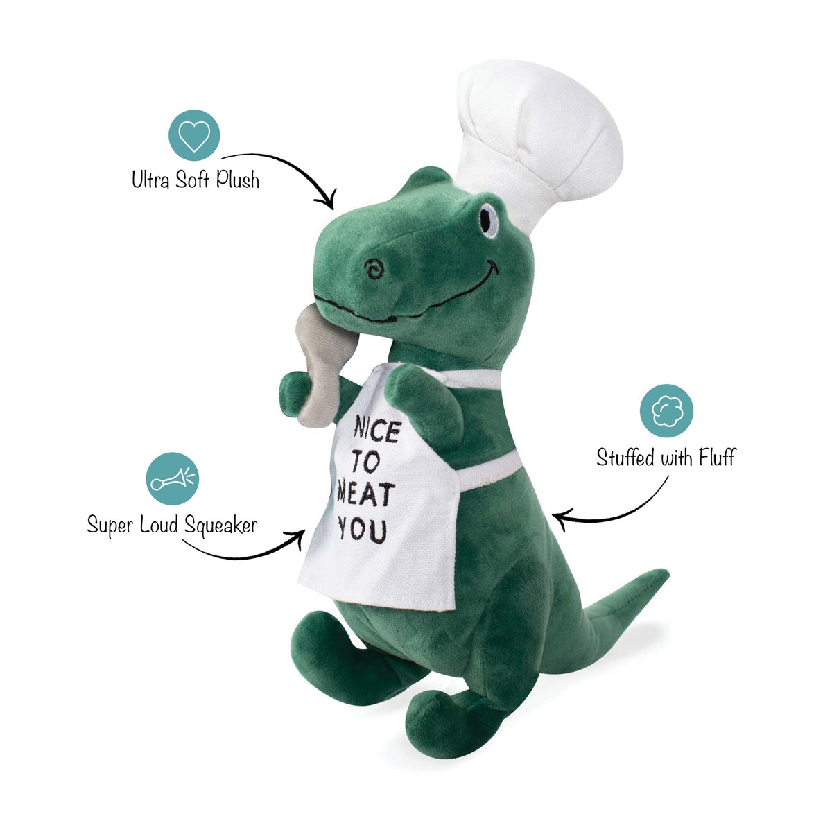 Fringe Studio Plush Squeaker Dog Toy - Bbq Rex — alternate view