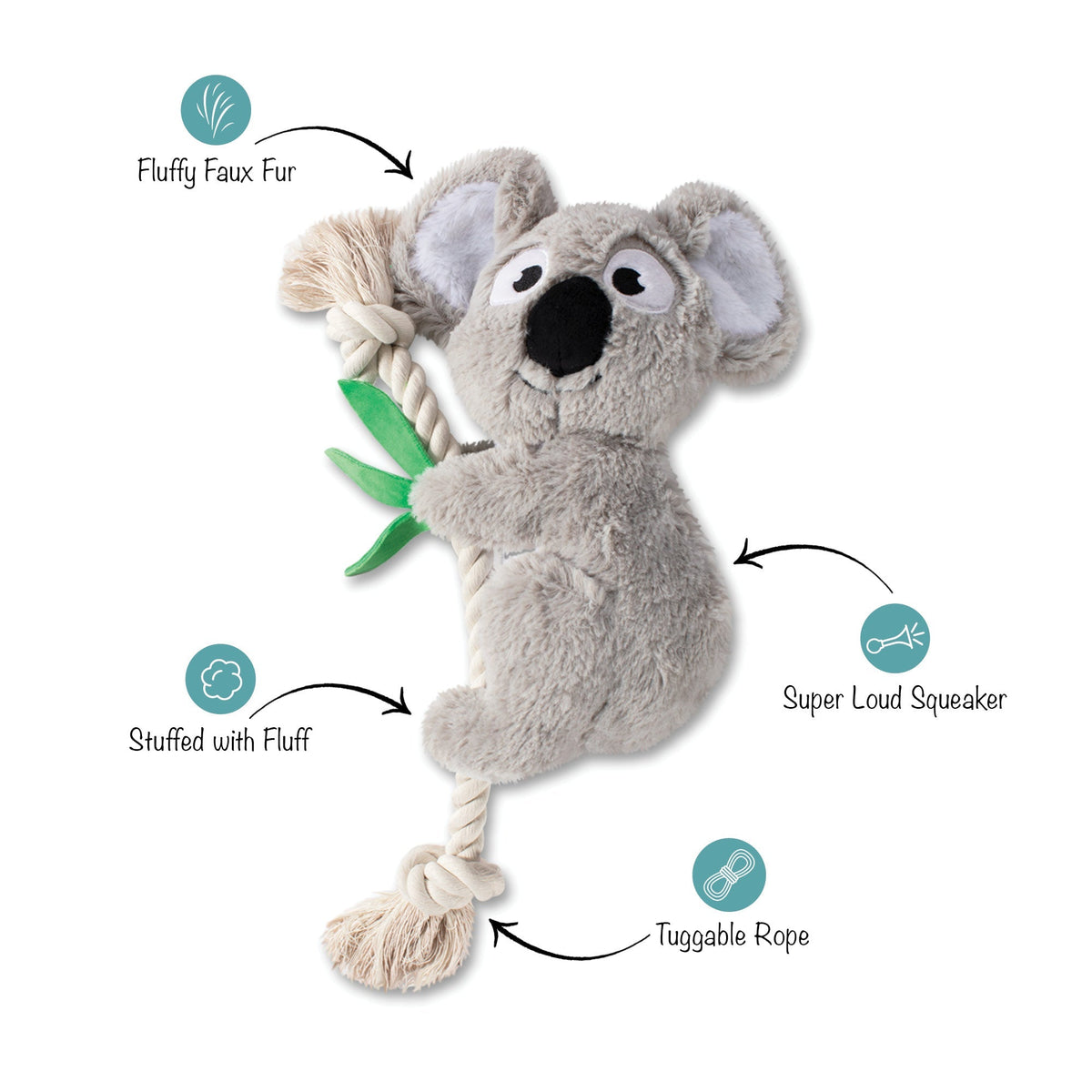 Fringe Studio Plush Squeaker Dog Toy - Koala — alternate view
