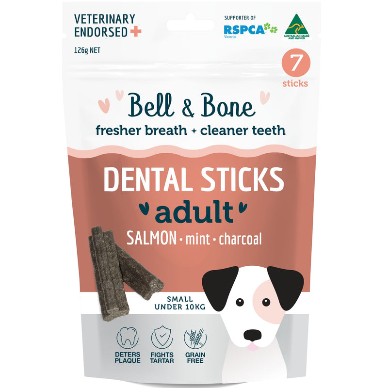 Bell and Bone Dental Sticks for Adult Dogs - Salmon, Mint & Charcoal
