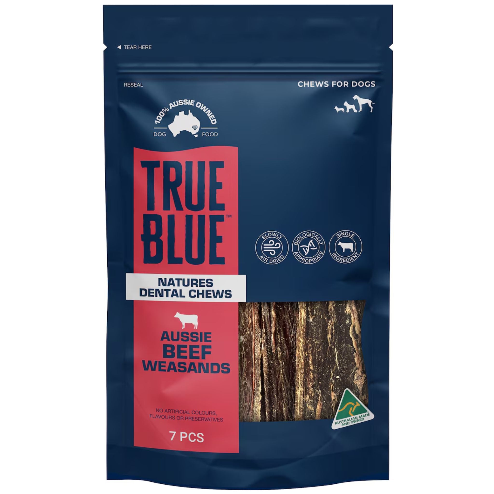 True Blue Air Dried Dog Treats Aussie Beef Weasands