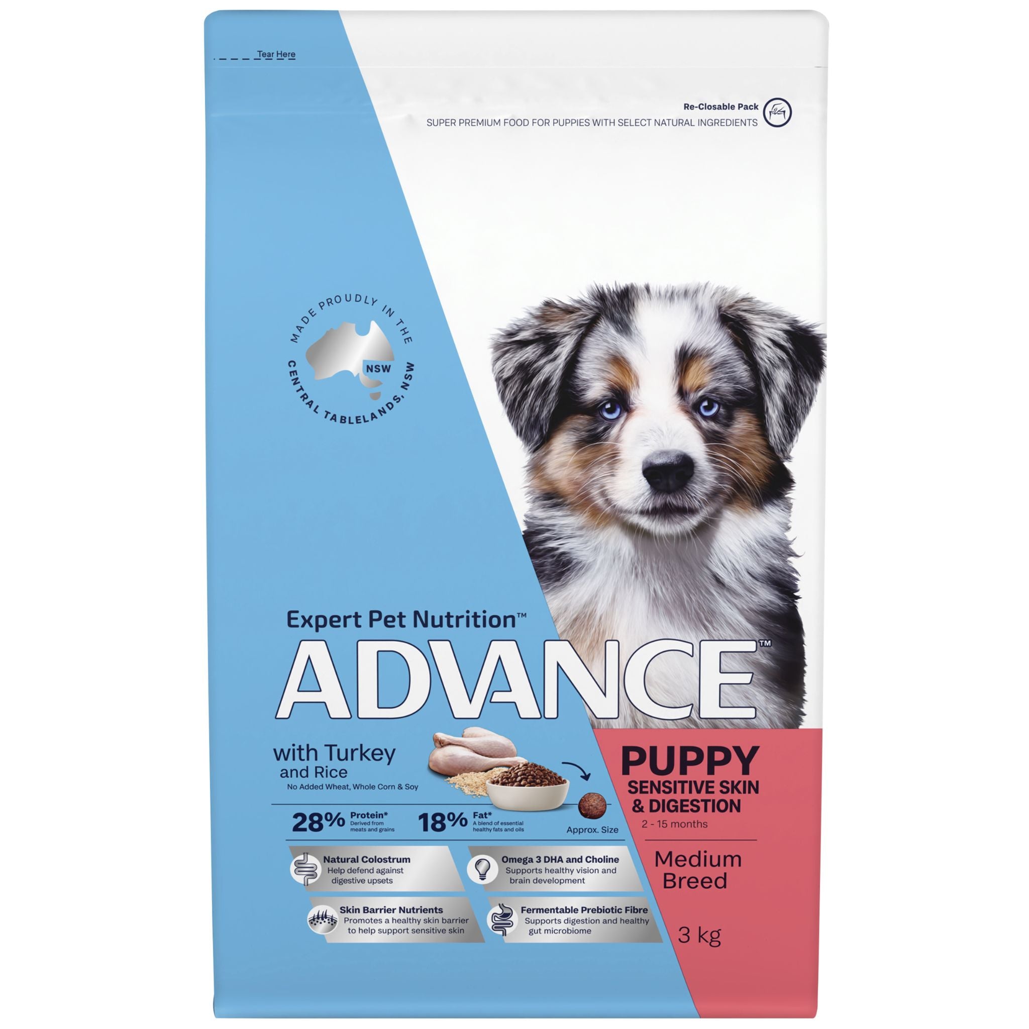 ADVANCE Dry Dog Food Medium Breed Puppy Turkey and Rice