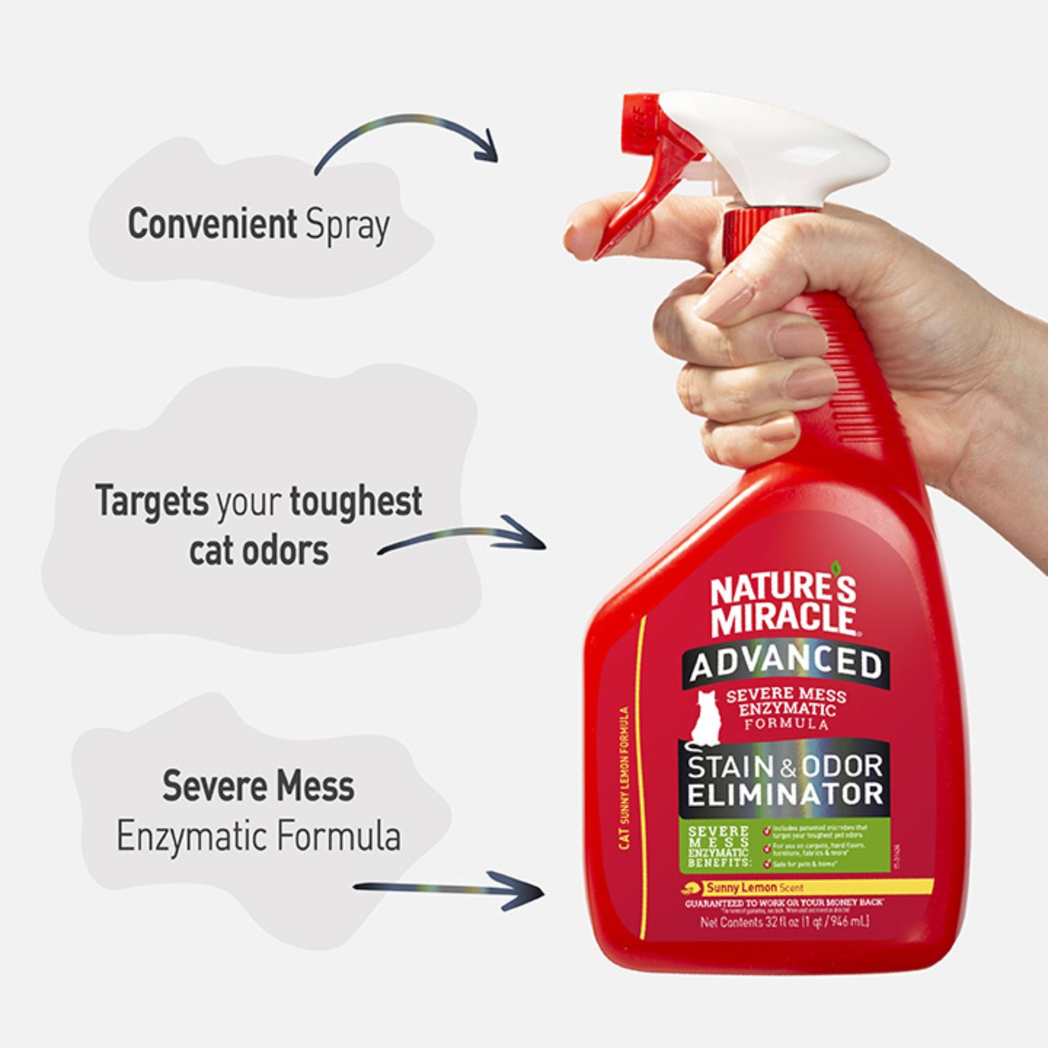 Nature's Miracle Cat Advanced Stain & Odor Remover Lemon | PeekAPaw Pet Supplies