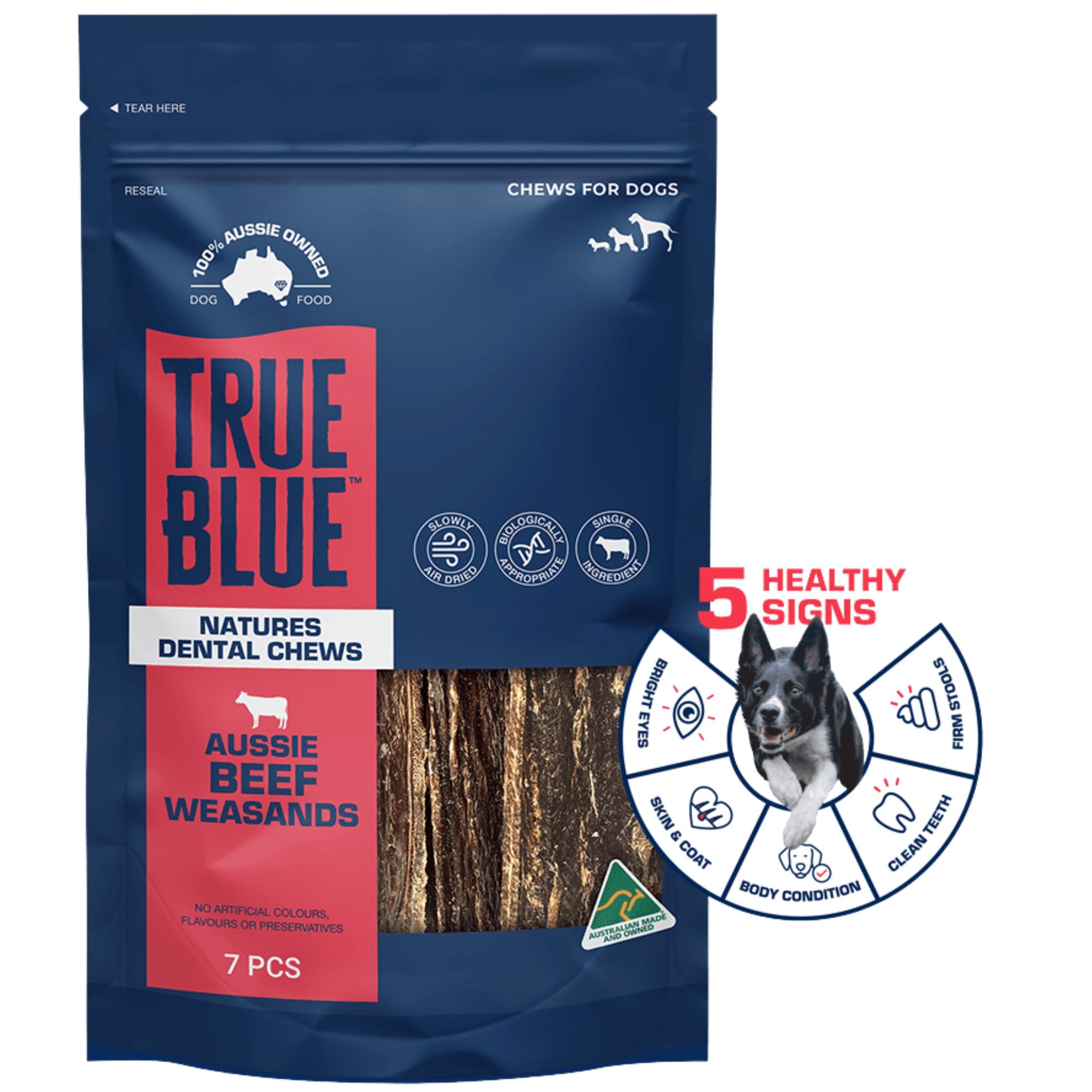 True Blue Air Dried Dog Treats Aussie Beef Weasands