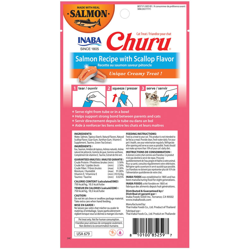 Inaba Cat Treat Churu Puree Salmon Scallop