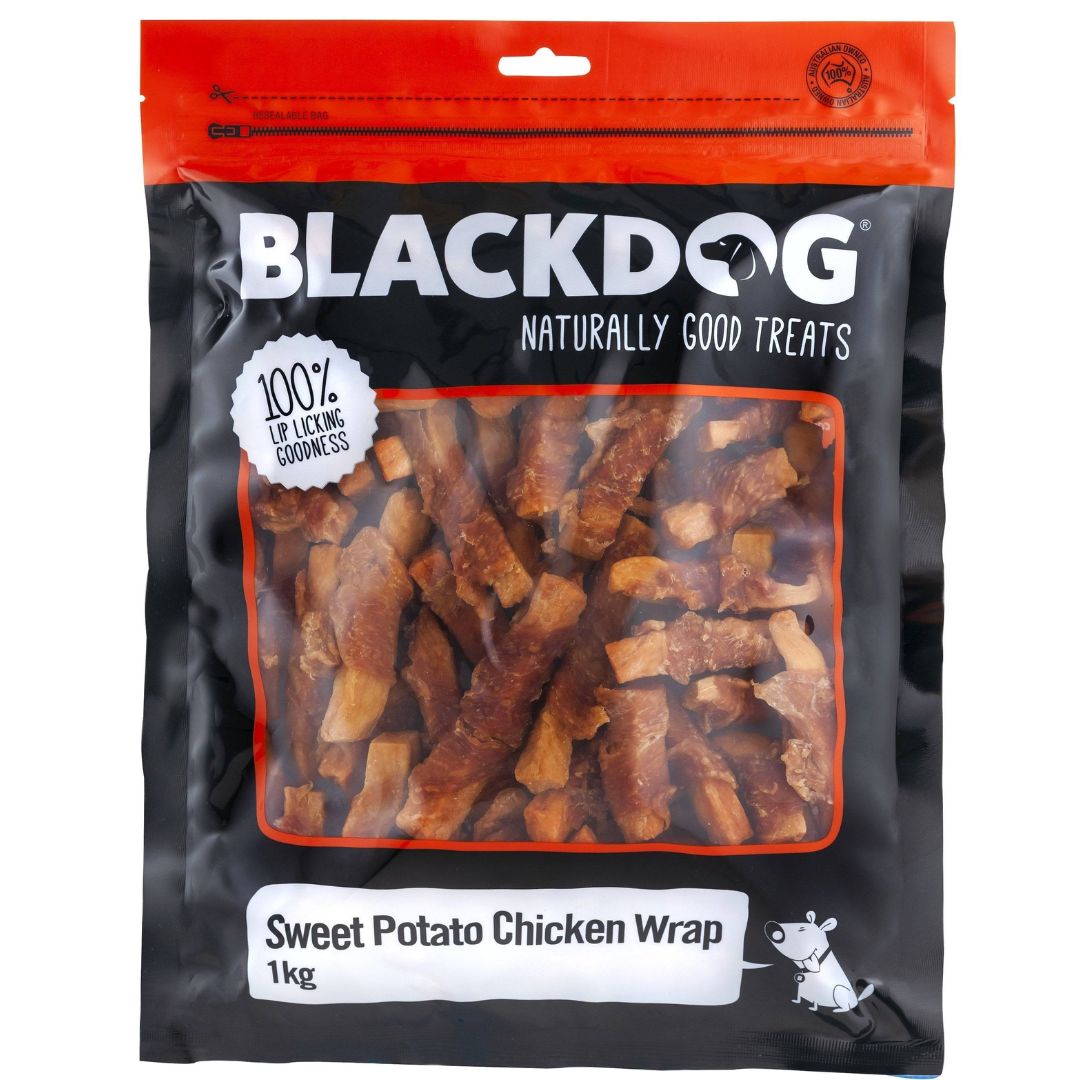 Blackdog Sweet Potato Chicken Wrap Dog Treats - 1kg | PeekAPaw Pet Supplies