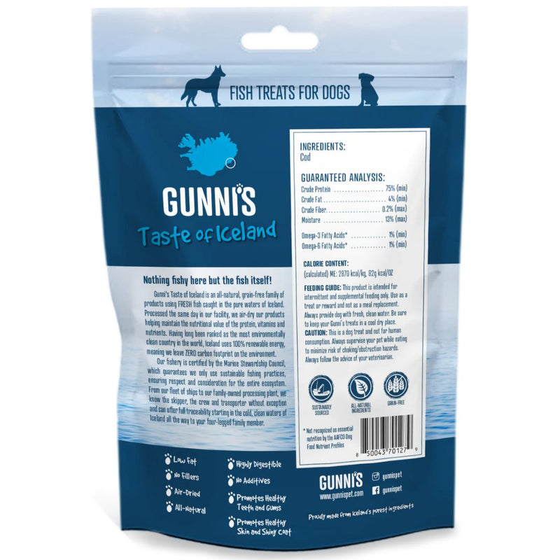 Gunni's Taste of Iceland Dog Treats Cod Skin Shorties - 71g | PeekAPaw Pet Supplies
