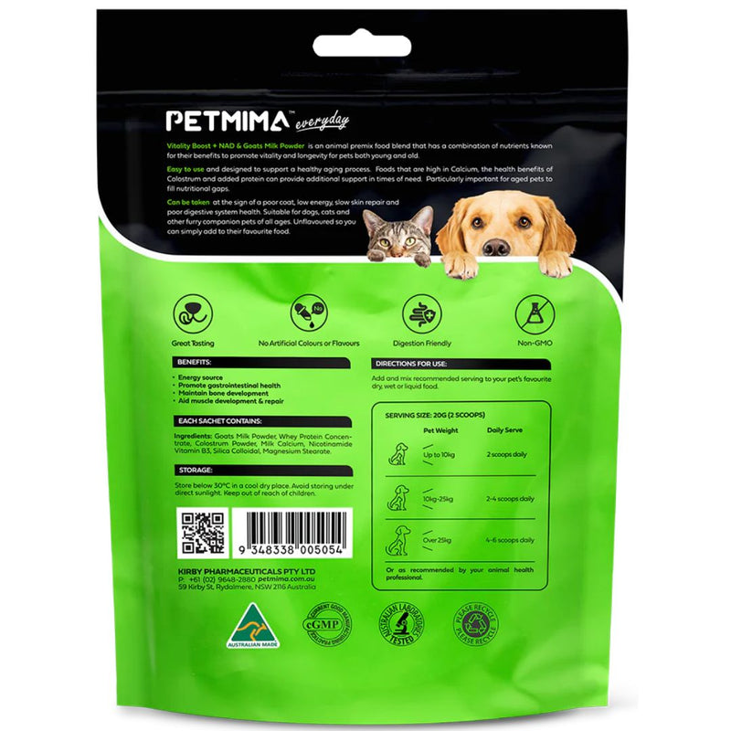 PETMIMA Vitality Boost +Nad & Goats Milk Powder - Back | PeekAPaw Pet Supplies