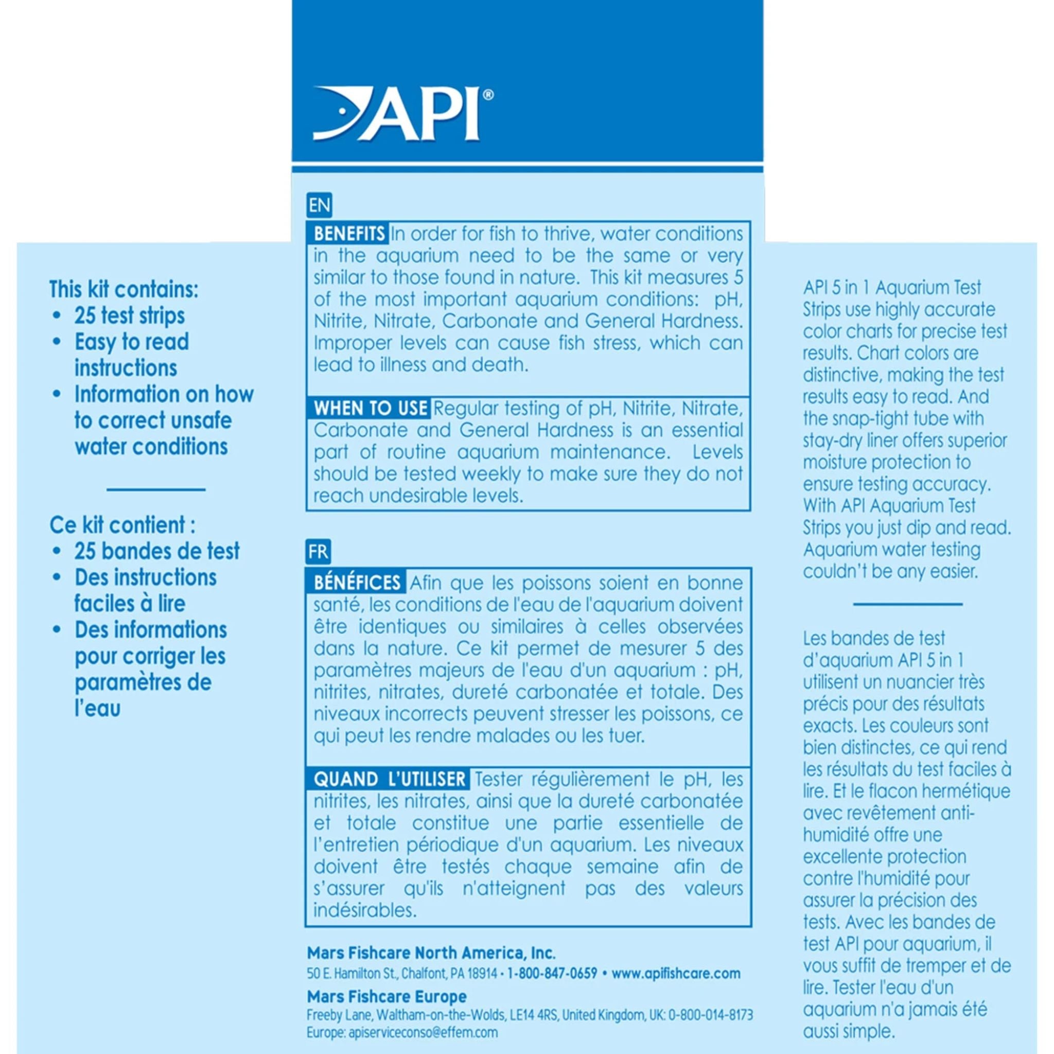 API 5 In 1 Freshwater And Saltwater Aquarium Test Strips