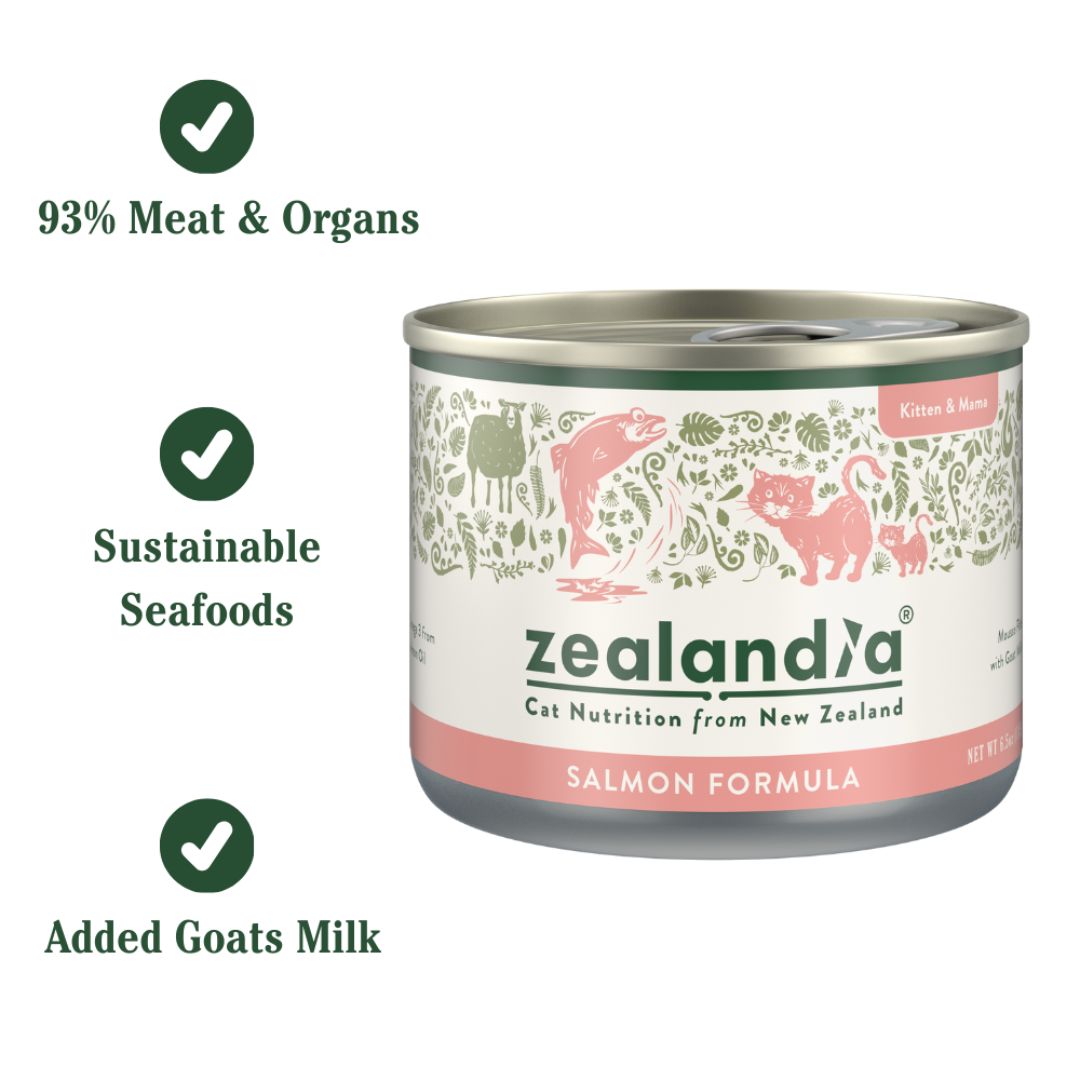 ZEALANDIA Premium Wet Cat Food Salmon for Kitten & Mama 185g x 24