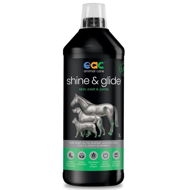 EAC Animal Care Shine & Glide - Pure Hemp Oil To Help Support Healthy Skin, Coat & Joints in Horses, Dogs and Cats - 1L | PeekAPaw Pet Supplies