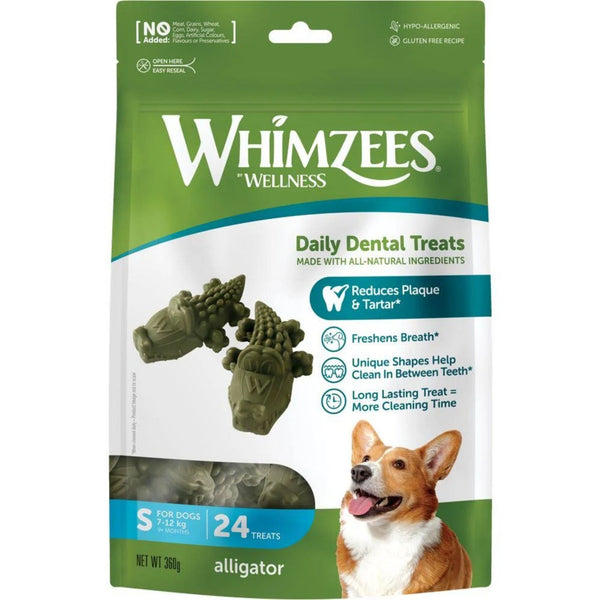 Whimzees Dental Dog Treats Alligator - Small 24 | PeekAPaw Pet Supplies