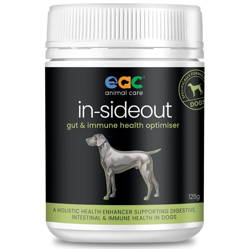 EAC Animal Care in-Sideout Dog formula - Pre & Probiotic Natural Nutraceutical Supplement for Dogs - 125g | PeekAPaw Pet Supplies