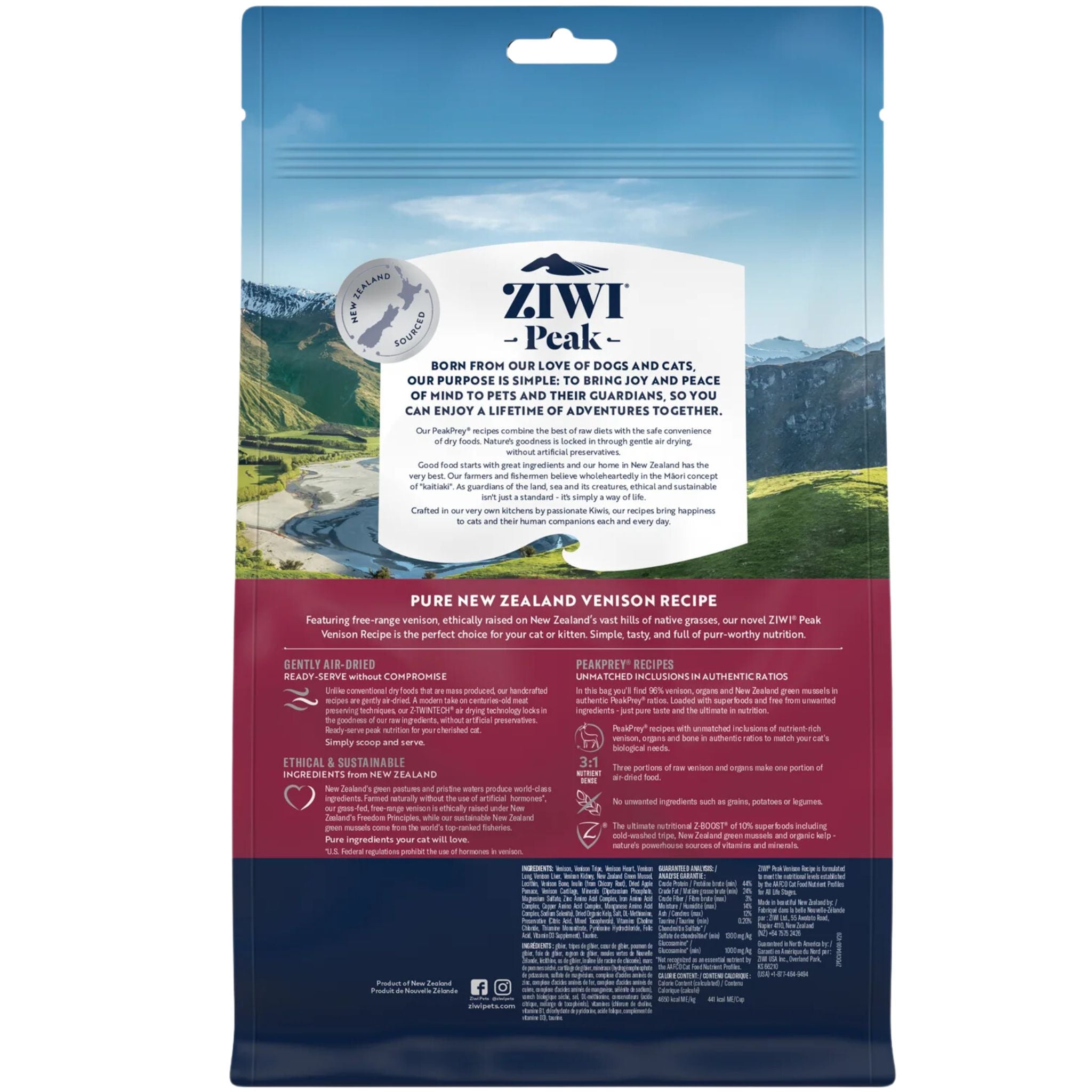 ZIWI Peak Cat Food Air Dried Venison 400g | PeekAPaw Pet Supplies