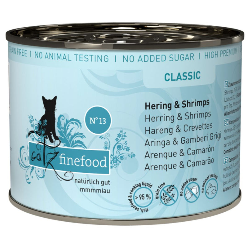 Catz Finefood Classic No.13 – Herring & Shrimp - 200g x 6 | PeekAPaw Pet Supplies