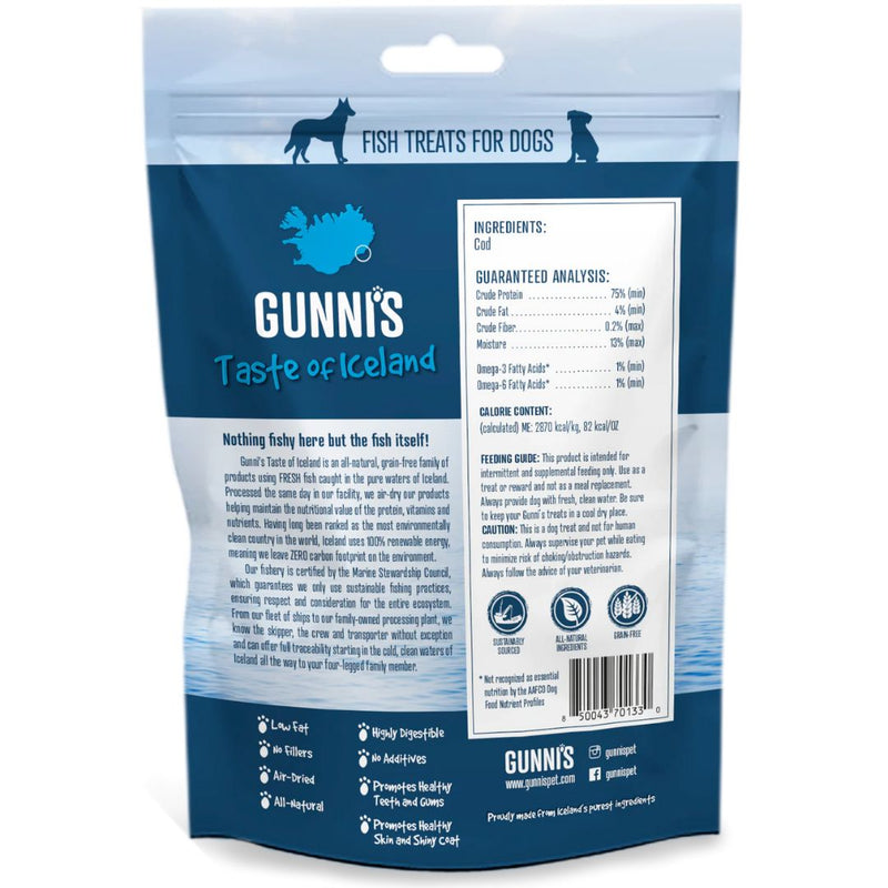 Gunni's Taste of Iceland Dog Treats Cod Chewy Sticks - 10cm 3 Pack | PeekAPaw Pet Supplies