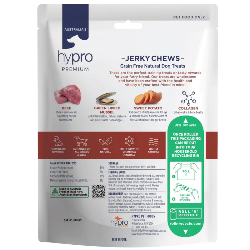 Hypro Premium Dog Treats Jerky Chews Beef - Back | PeekAPaw Pet Supplies