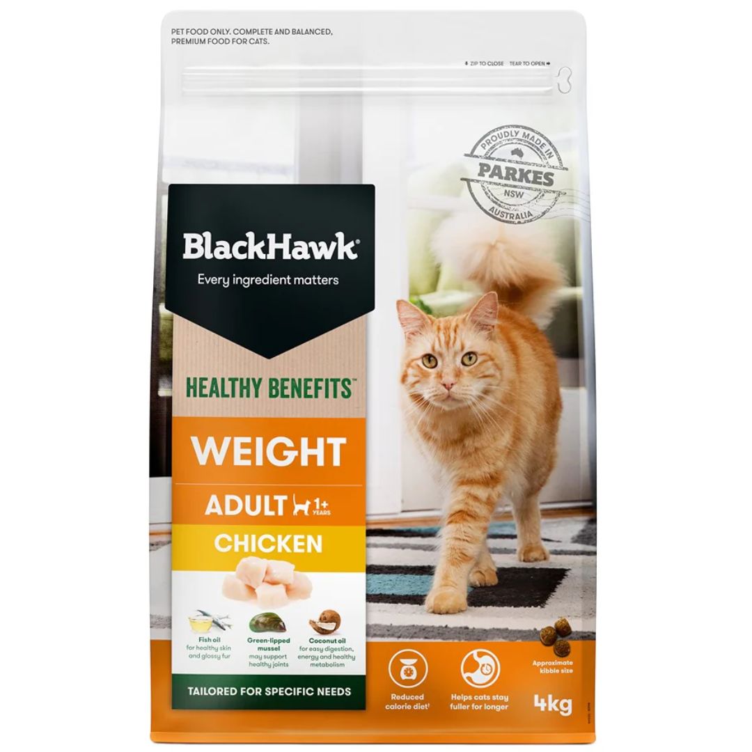 Black Hawk Healthy Benefits Adult Dry Cat Food Weight Management - 4kg | PeekAPaw Pet Supplies