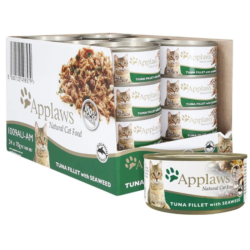 Applaws Natural Wet Cat Food Tin Tuna Fillet with Seaweed - 70g x 24 | PeekAPaw Pet Supplies