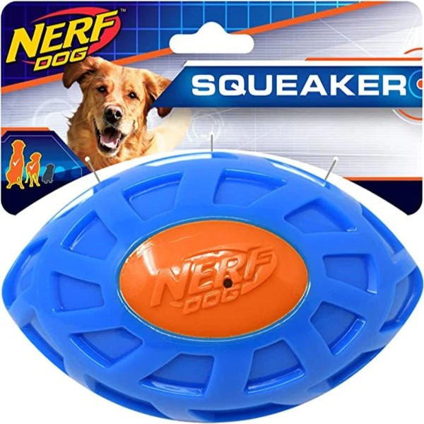 Nerf Dog Toy - TPR Exo Sqeak Football 13cm | PeekAPaw Pet Supplies