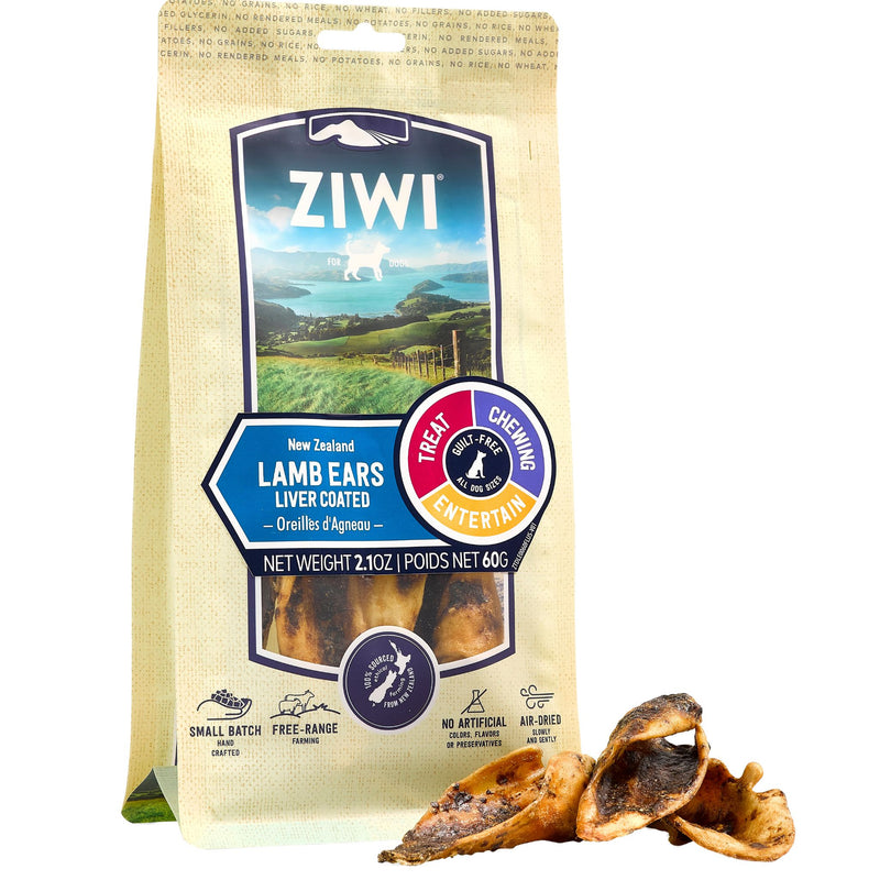 ZIWI Dog Treats Liver Coated Lamb Ears 60g | PeekAPaw Pet Supplies