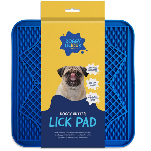 Doggylicious Doggy Butter Lick Pad - Blue | PeekAPaw Pet Supplies