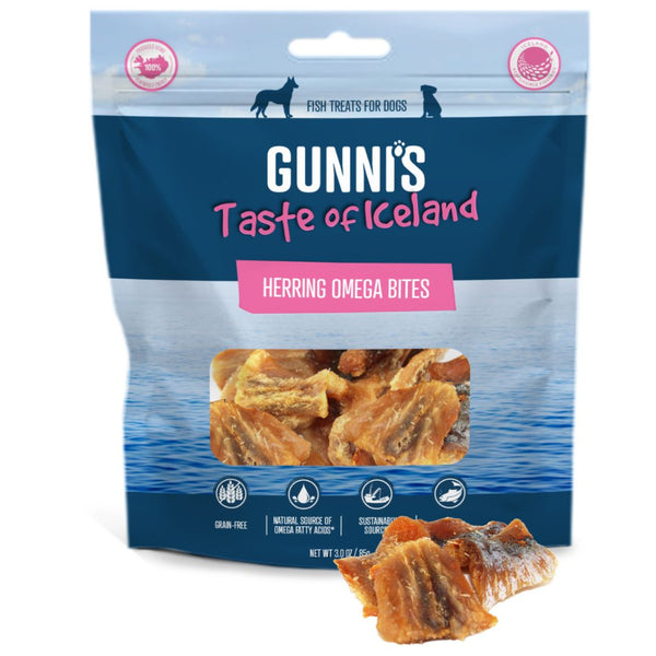 Gunni's Taste of Iceland Dog Treats Herring Omega Bites - 85g | PeekAPaw Pet Supplies