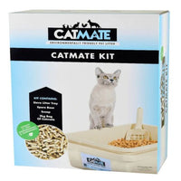 CatMate Cat Litter Kit retail box listing the sieve tray, spare base, scoop and litter