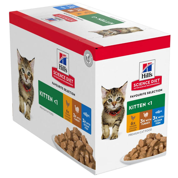 Hill's Science Diet Cat Food in Pouches Kitten Variety Pack - 85g x 12  | PeekAPaw Pet Supplies