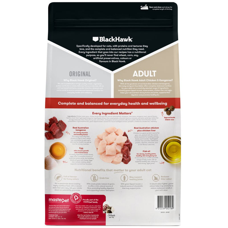 Black Hawk original Adult Dry Cat Food Chicken & Kangaroo - 2kg | PeekAPaw Pet Supplies