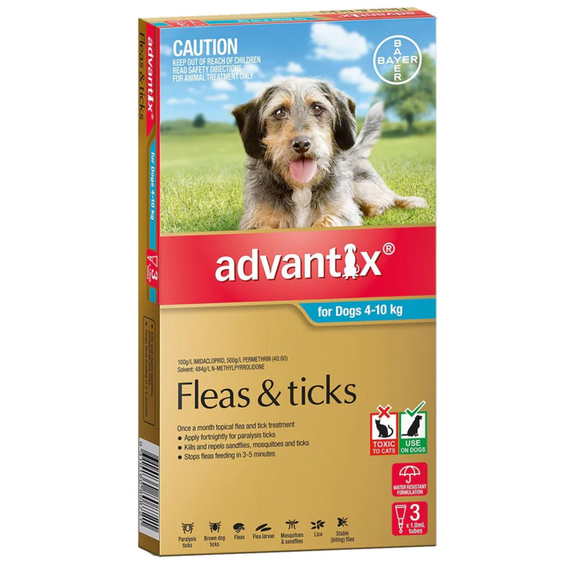 Advantix for Dogs 4-10KG Aqua - 3 Pack | PeekAPaw Pet Supplies