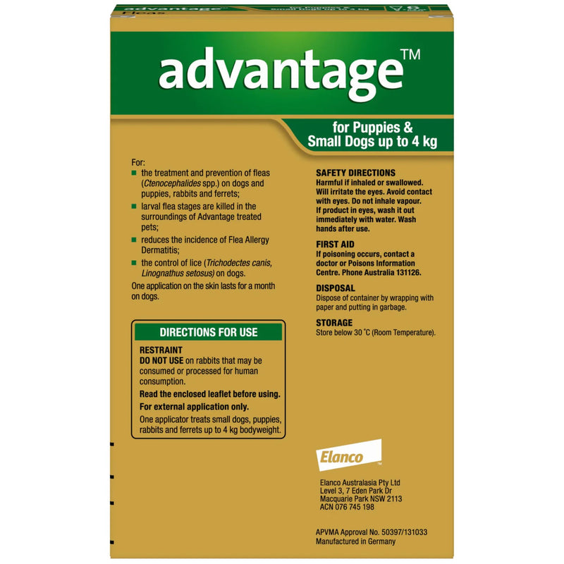 Advantage Dog 0-4kg Green  | PeekAPaw Pet Supplies