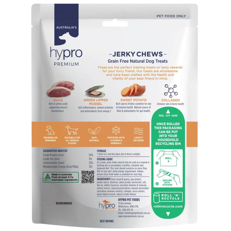 Hypro Premium Dog Treats Jerky Chews Duck - Back | PeekAPaw Pet Supplies