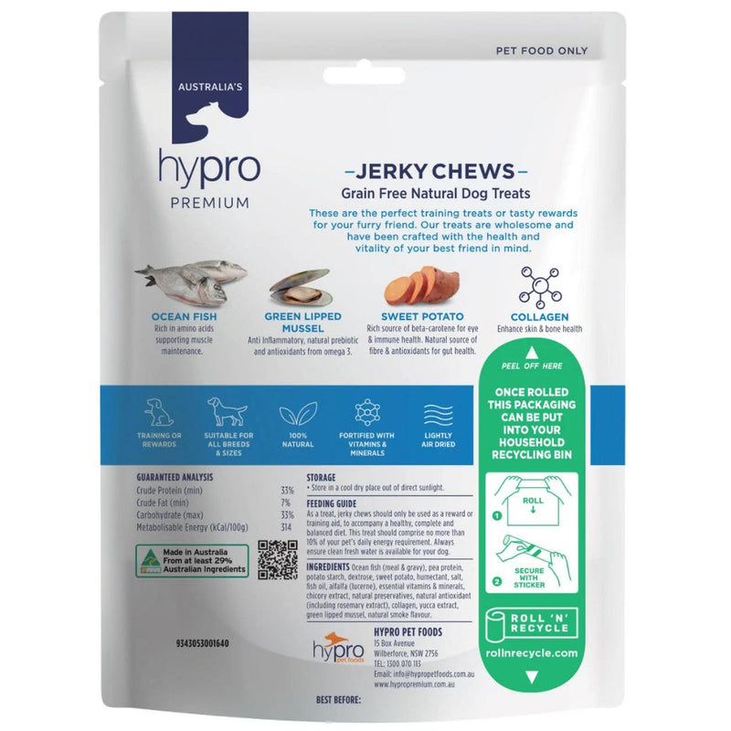 Hypro Premium Dog Treats Jerky Chews Ocean Fish - Back | PeekAPaw Pet Supplies