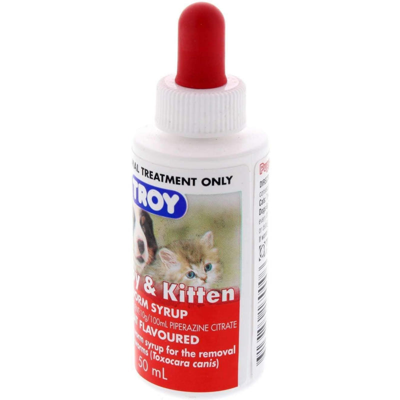 Troy Puppy & Kitten Worm Syrup 50ml | PeekAPaw Pet Supplies