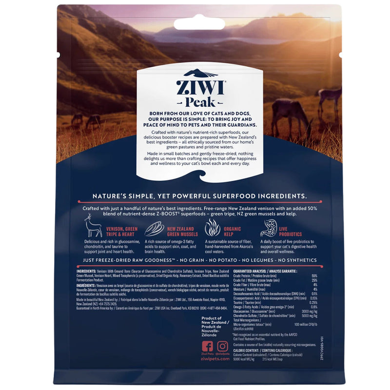 ZIWI Peak Freeze Dried Cat Boosters Raw Superboost - Venison 85g | PeekAPaw Pet Supplies