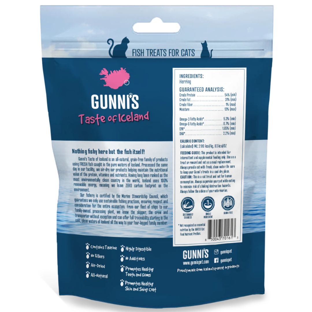 Gunni's Taste of Iceland Cat Treats Herring Omega Bites - 42.5g | PeekAPaw Pet Supplies