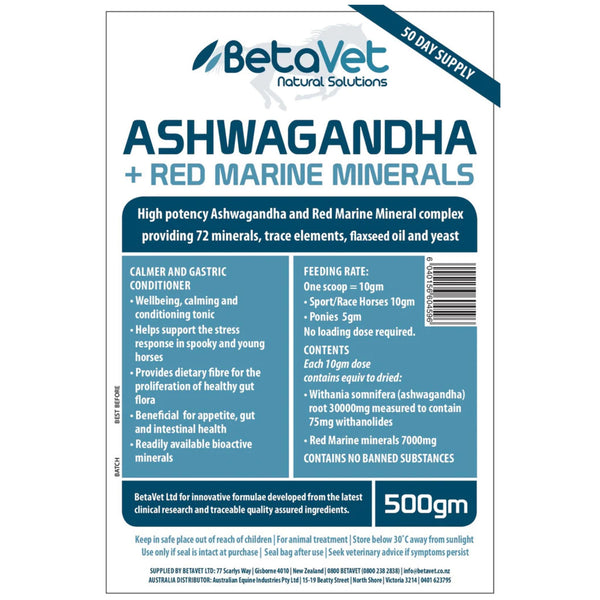 BetaVet Natural Solutions Ashwagandha + Red Marine Minerals for Horses