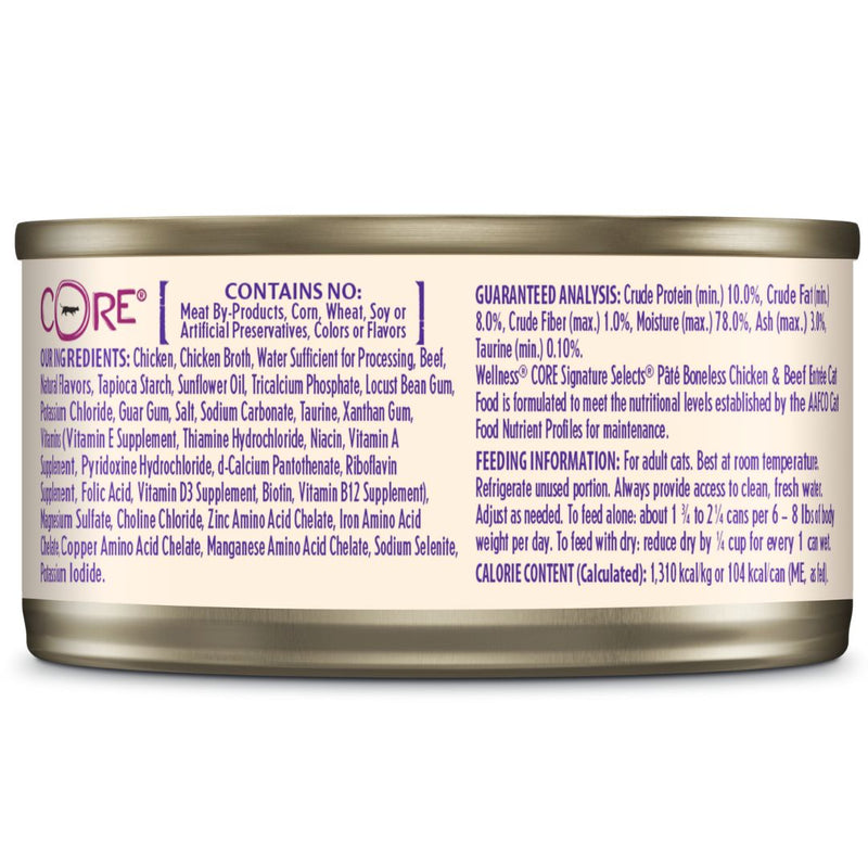 Wellness Core Wet Cat Food Signature Selects Boneless Chicken & Beef | PeekAPaw Pet Supplies
