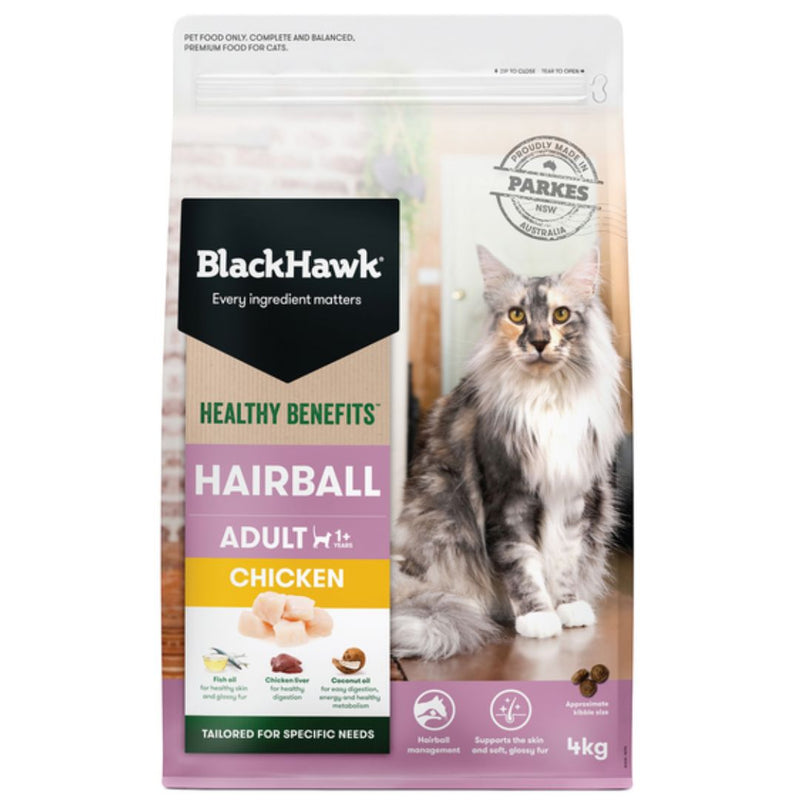 Black Hawk Healthy Benefits Adult Dry Cat Food Hairball - 4kg | PeekAPaw Pet Supplies