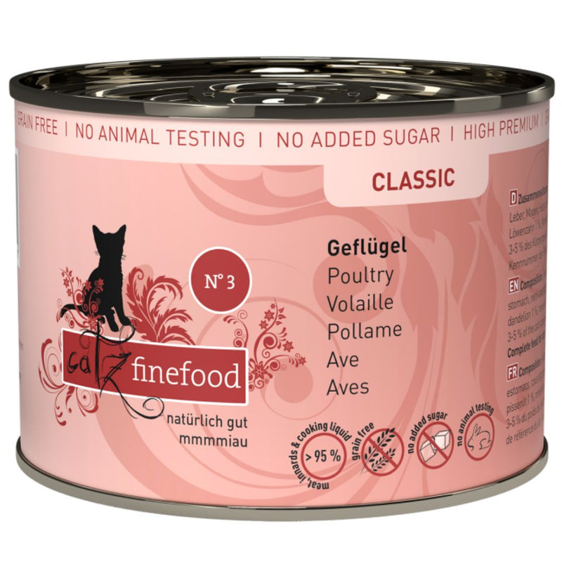 Catz Finefood Classic No.3 – Poultry - 200g x 6 | PeekAPaw Pet Supplies