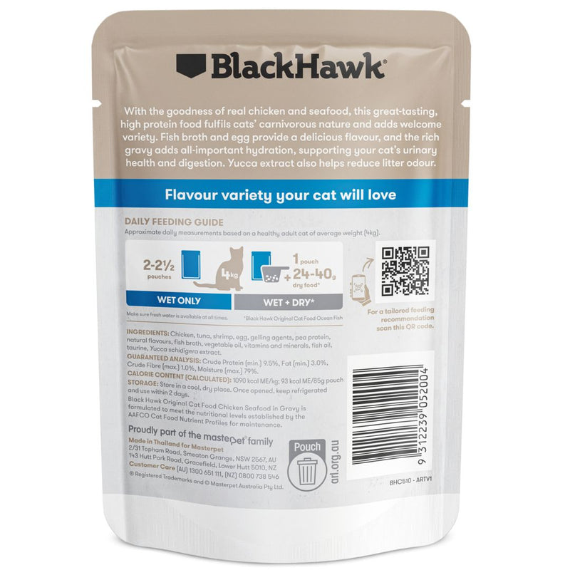 Black Hawk original Adult Wet Cat Food Chicken & Seafood - 85g x 12 | PeekAPaw Pet Supplies